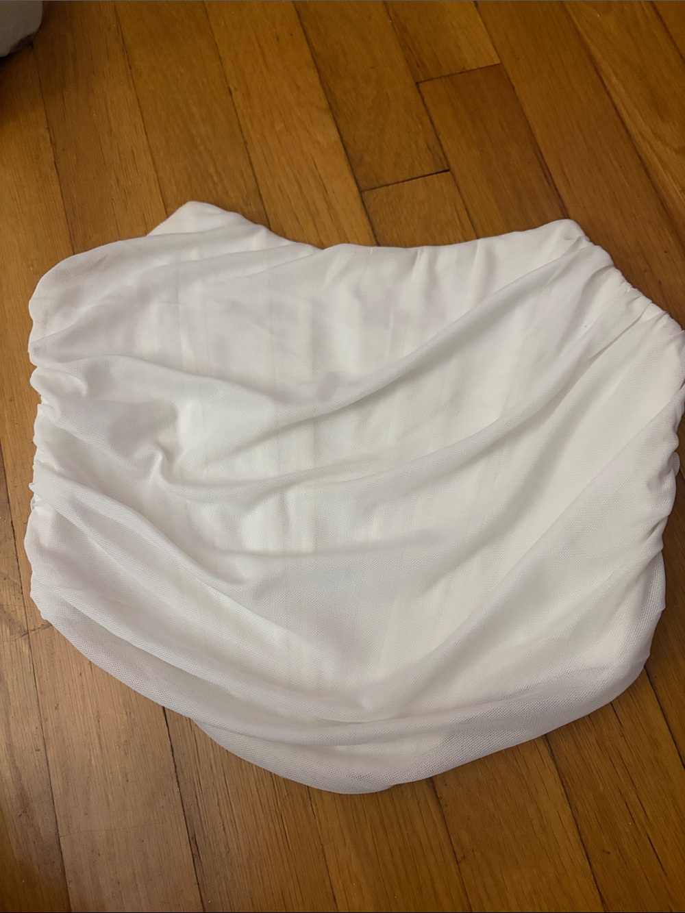 Draped White Ruched Camisole Tank Top